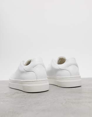 selected homme premium leather trainer in white