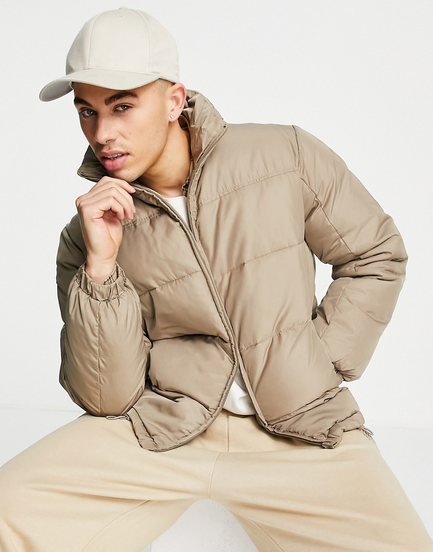 Selected Homme puffer jacket in beige-Neutral