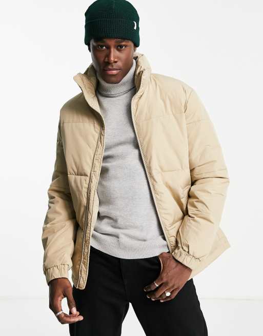 Selected Homme puffer jacket in beige | ASOS