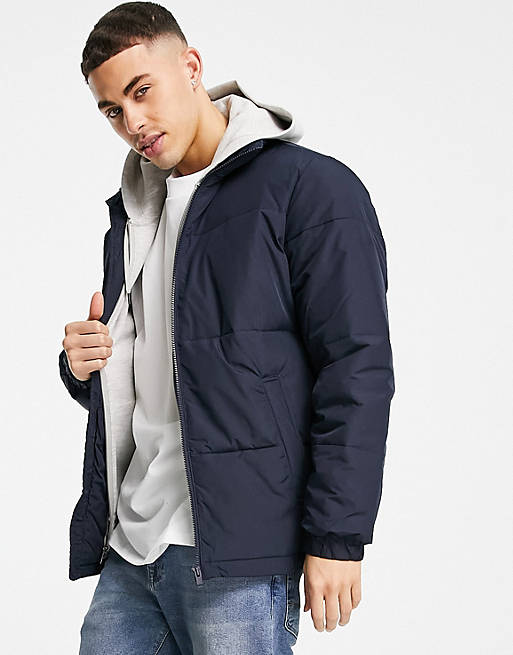 Selected Homme puffer jacket in navy | ASOS