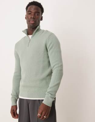 Selected Homme - Pull à col zippé - Vert clair