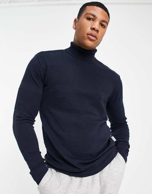 Col roulé best sale homme bleu marine