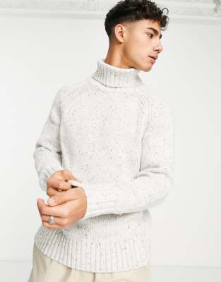 Selected Homme Pull col roule en maille epaisse Blanc casse ASOS