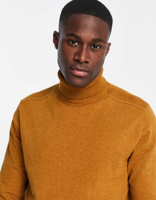 Selected Homme Pull col roul Jaune