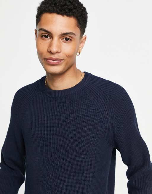 Selected Homme - Pull côtelé épais - Bleu marine