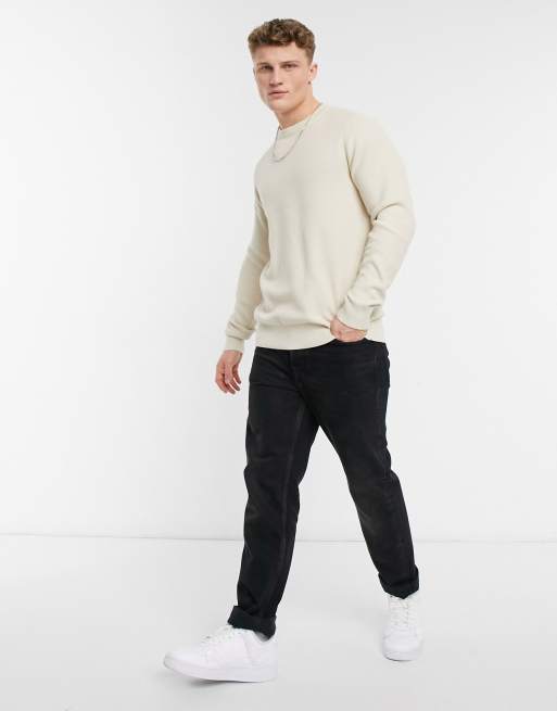 Selected Homme Pull en maille fine Cr me