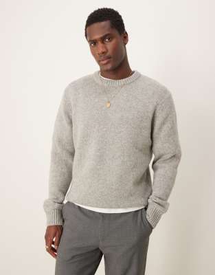 Selected Homme - Pull ras de cou oversize en maille - Gris - view 1