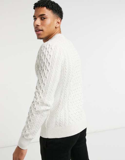 Selected Homme Pull torsad Blanc cass