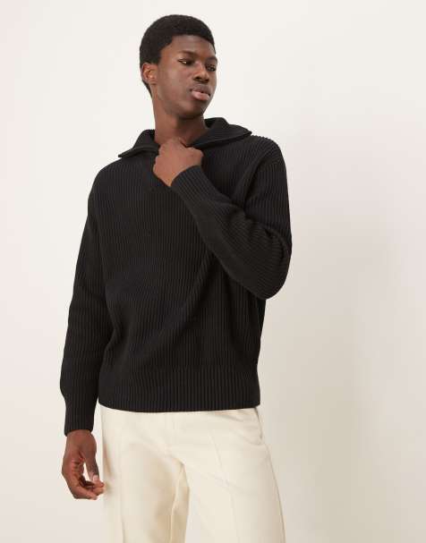 Selected Homme – Pullover in Schwarz mit kurzem Reißverschluss - view 1
