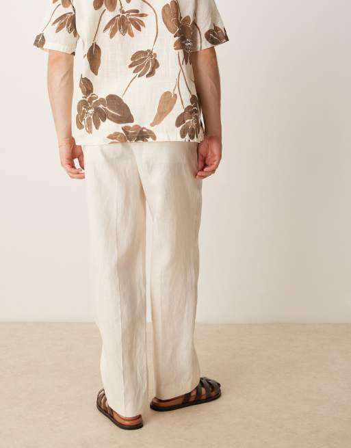 Selected Homme pure linen pants in white