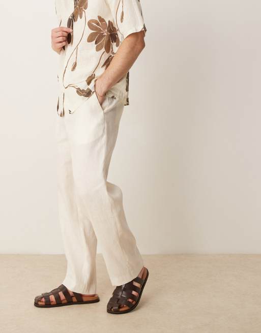 Selected Homme pure linen pants in white