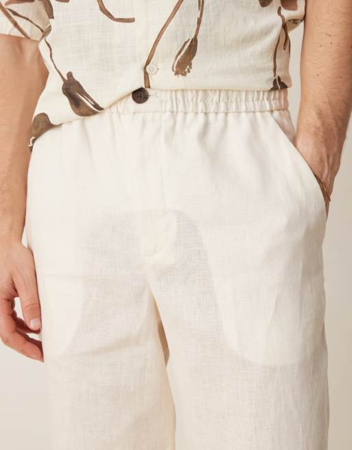 Selected Homme pure linen pants in white