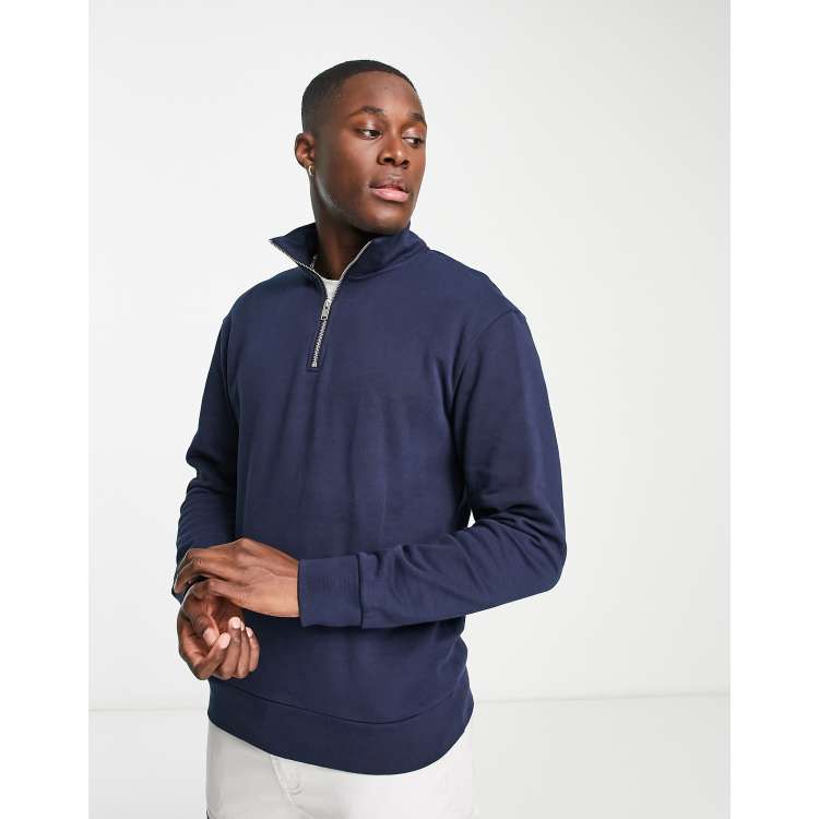 Navy blue quarter store zip pullover