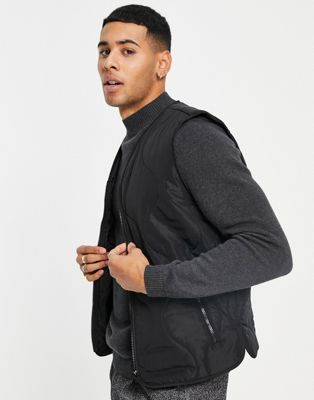 Selected Homme quilted gilet in black - ASOS Price Checker