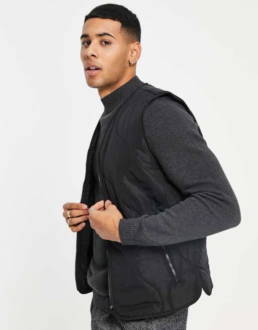 Selected Homme quilted gilet in black ASOS