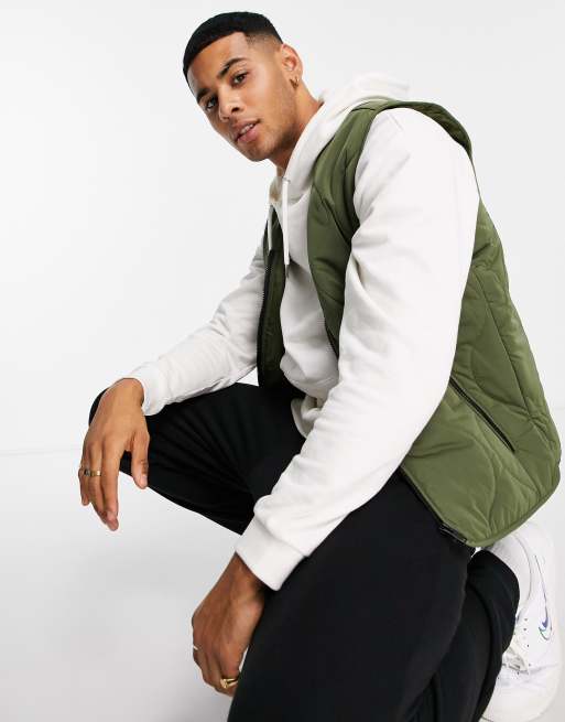 Selected Homme quilted gilet in green | ASOS