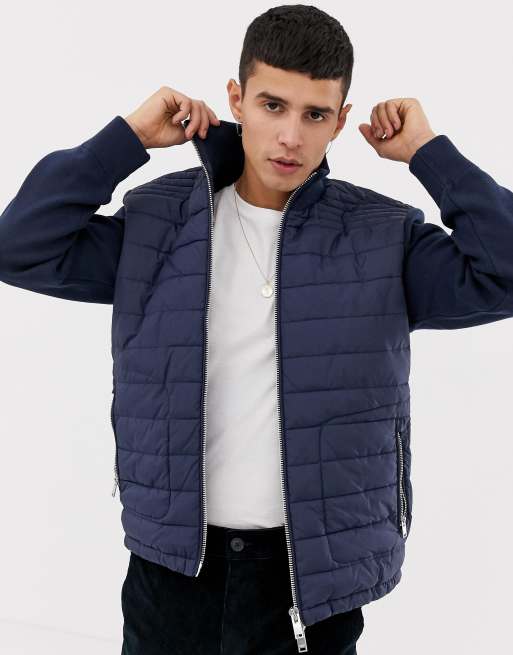 Down jacket cheap with knit sleeves