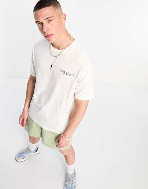 Selected Homme - Råhvid oversized T-shirt med hyldeprint bagpå, 3 af 4