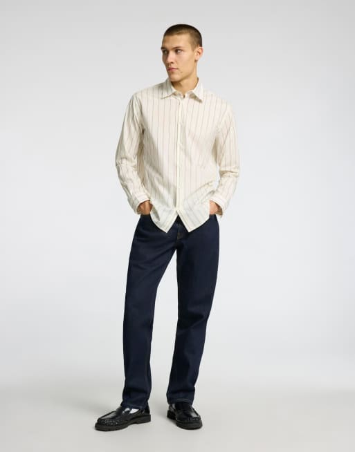 Selected Homme - Rechte jeans in donkerblauw denim