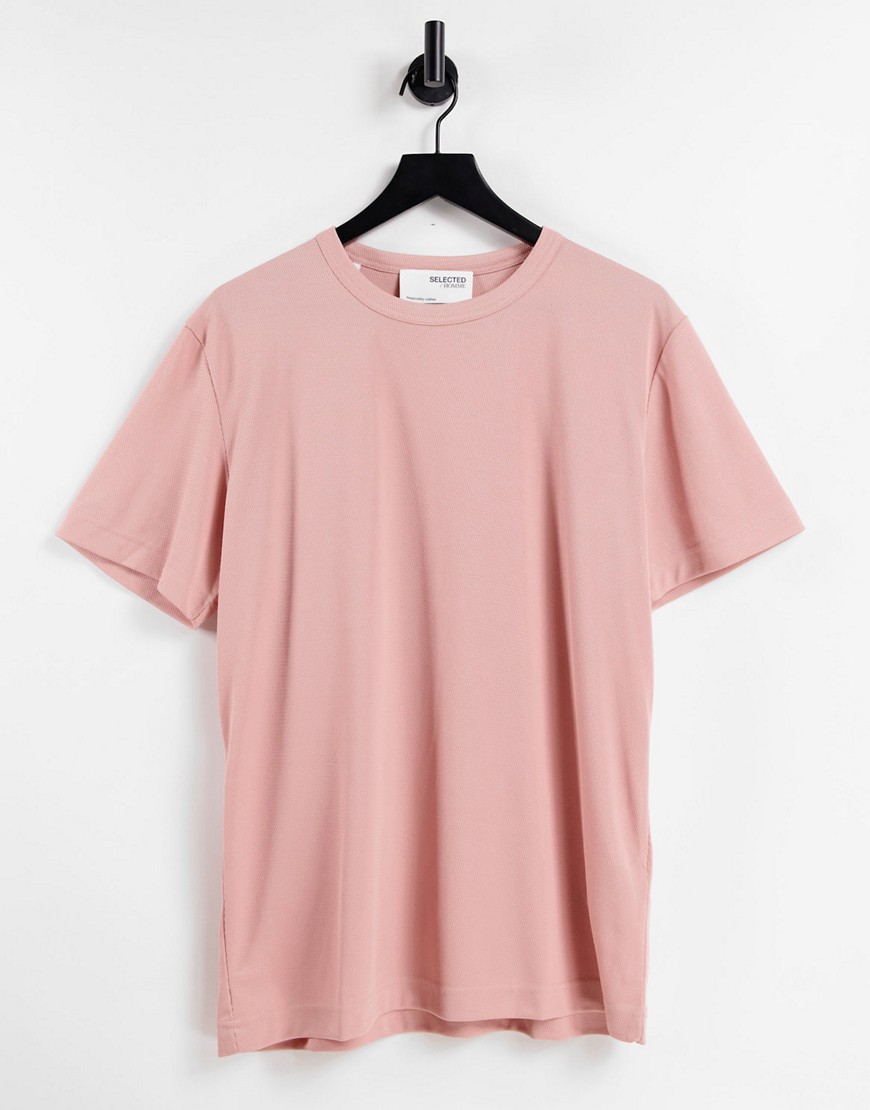 Selected Homme recycled poly t-shirt in pink