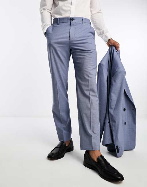 Blue double breasted Wide Leg Pant Suit - relaxed fit