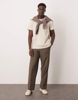 Selected Homme Regular Pima Cotton Mix T-shirt In White