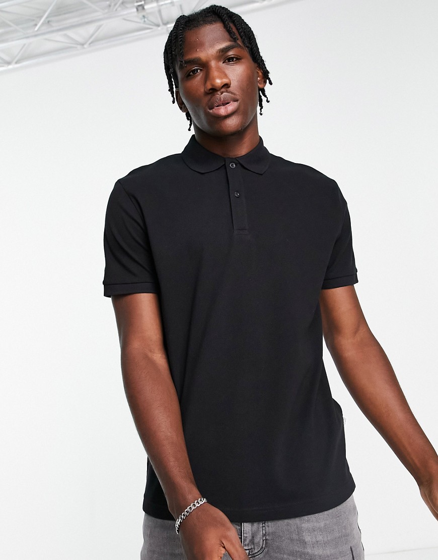 Selected Homme relaxed fit polo in black