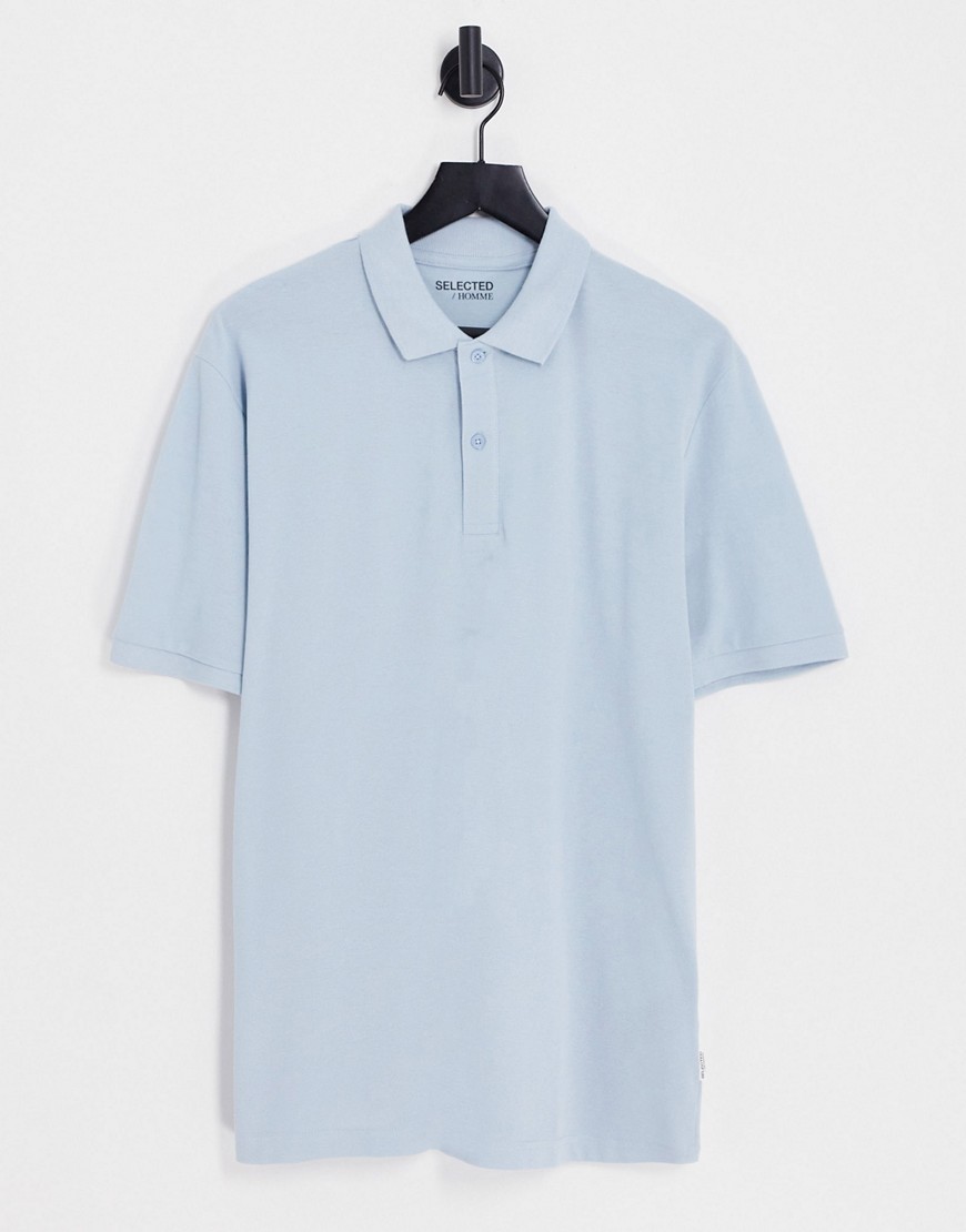 Selected Homme relaxed fit polo in blue