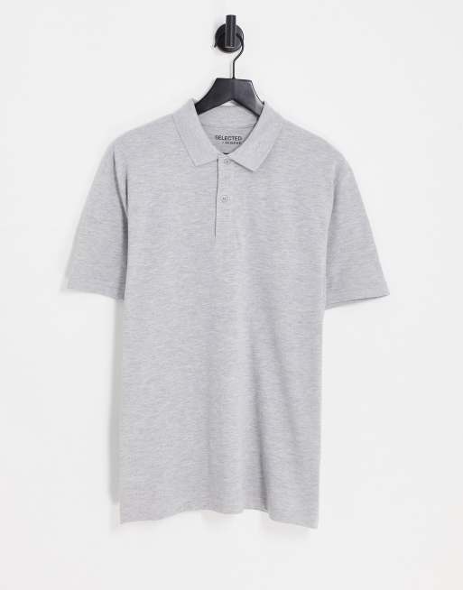 Selected Homme relaxed fit polo in gray