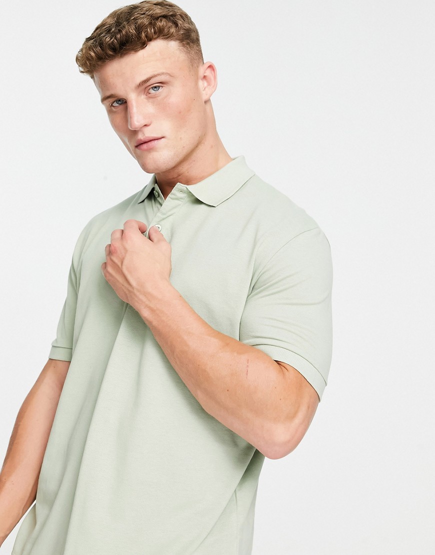 Selected Homme relaxed fit polo in sage-Green