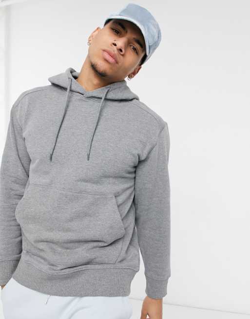 Selected Homme relaxed hoodie with come again back print in grey cotton GREY