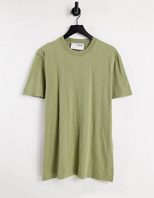 Selected Homme relaxed oversize t-shirt in washed light green