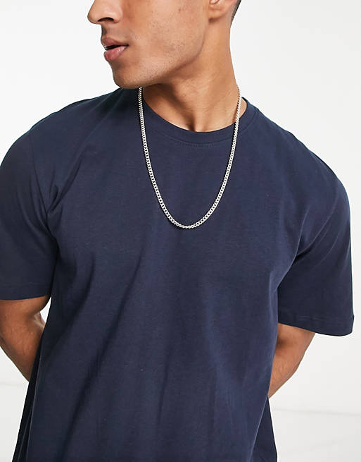 Selected Homme relaxed pique T-shirt in navy