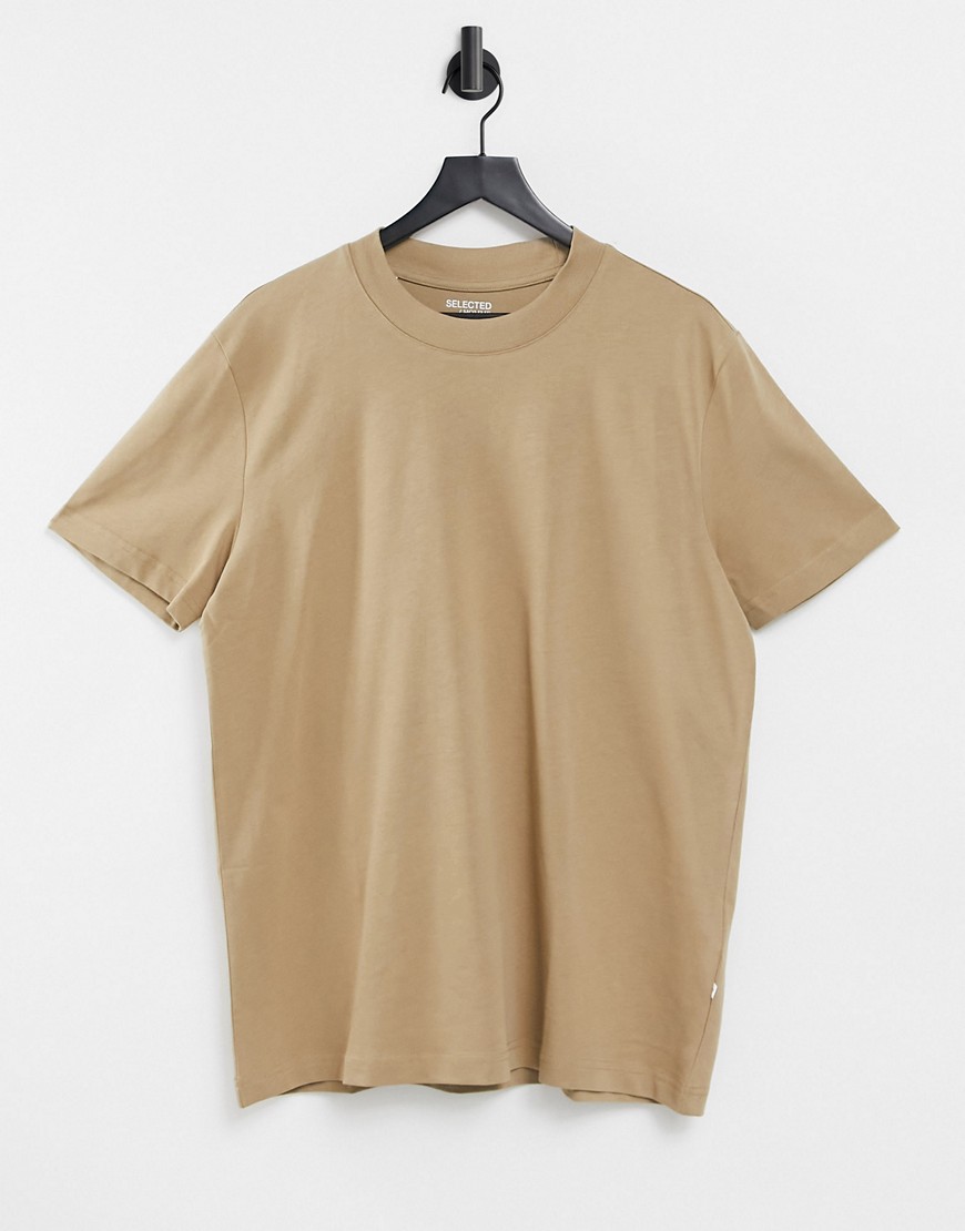 Selected Homme relaxed T-shirt in heavy cotton beige-Neutral