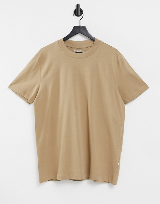 Selected Homme relaxed t-shirt in heavy cotton beige