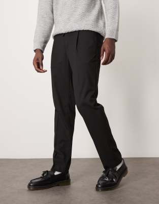 Selected Homme Relaxed Tapered Fit Waistband Pants In Black