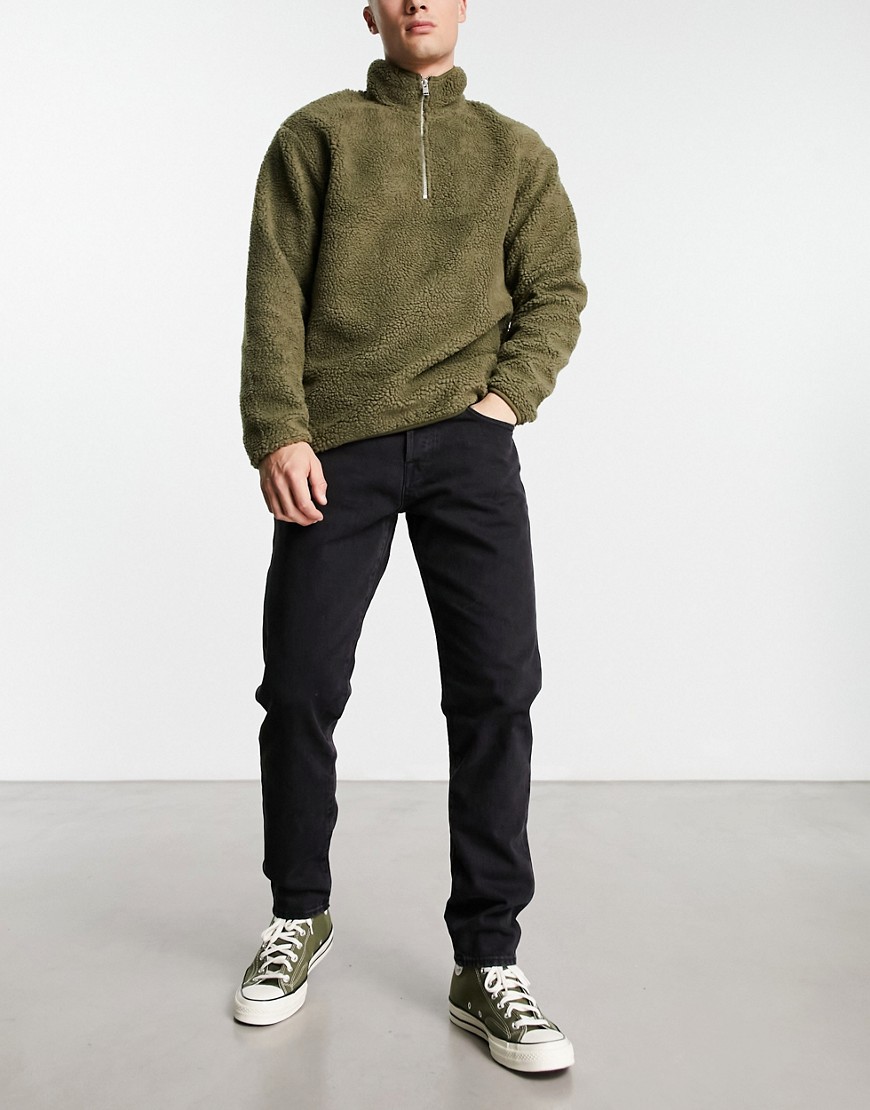 Selected Homme relaxed tapered jeans in washed black