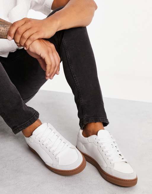 Selected Homme retro sneakers with gum sole in white