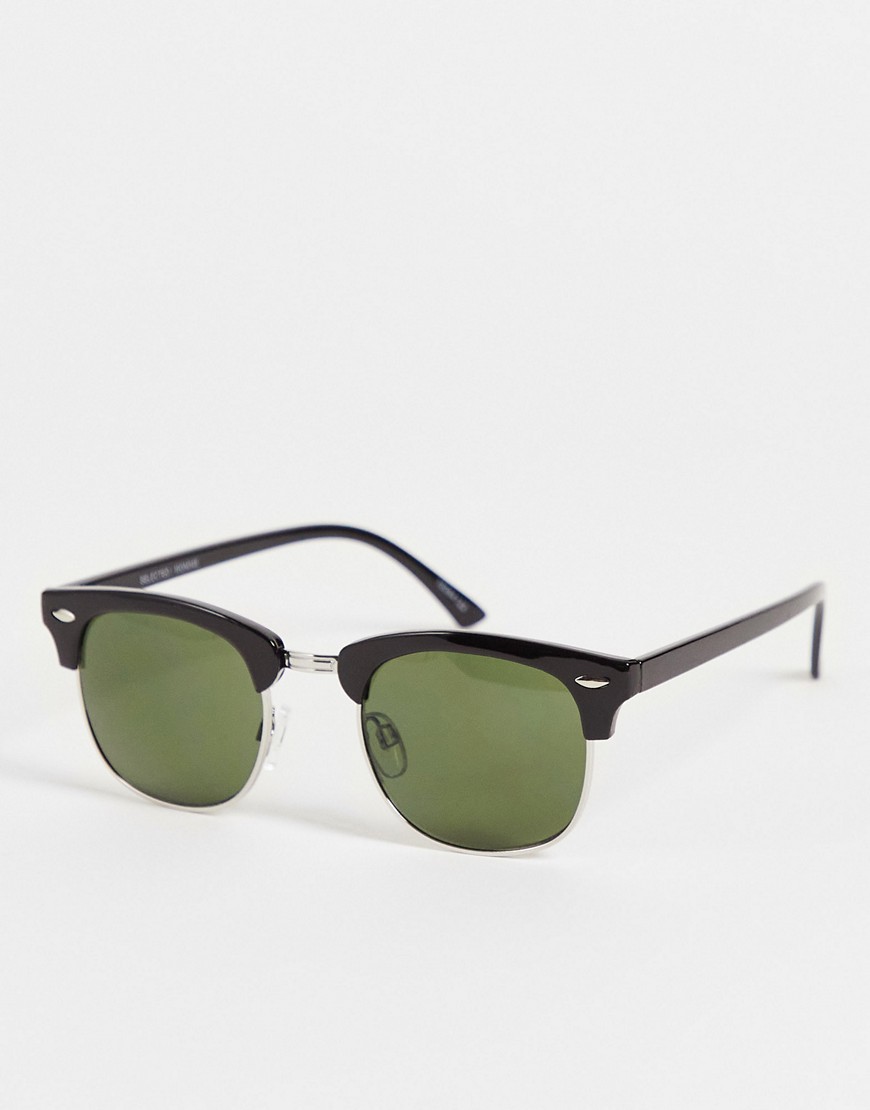 Selected Homme retro sunglasses in black