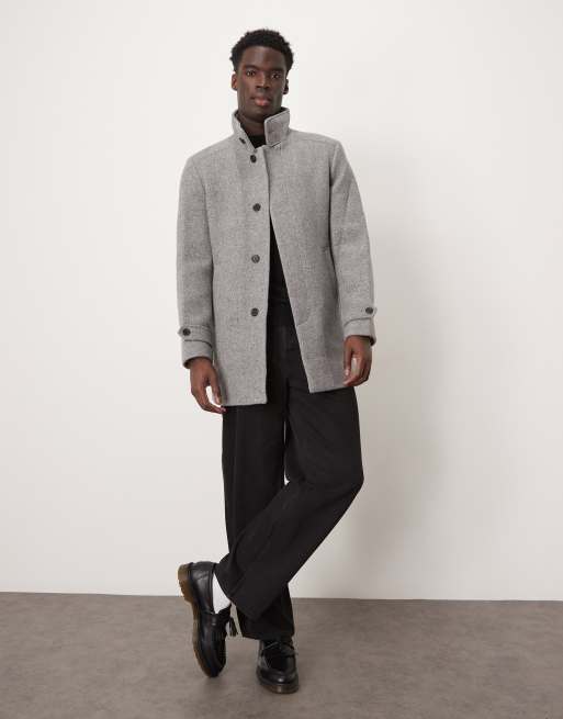 Selected Homme – Reuben – Grå ytterrock med ståkrage