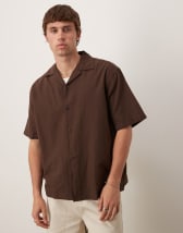Jack & Jones oversized linen shirt in beige