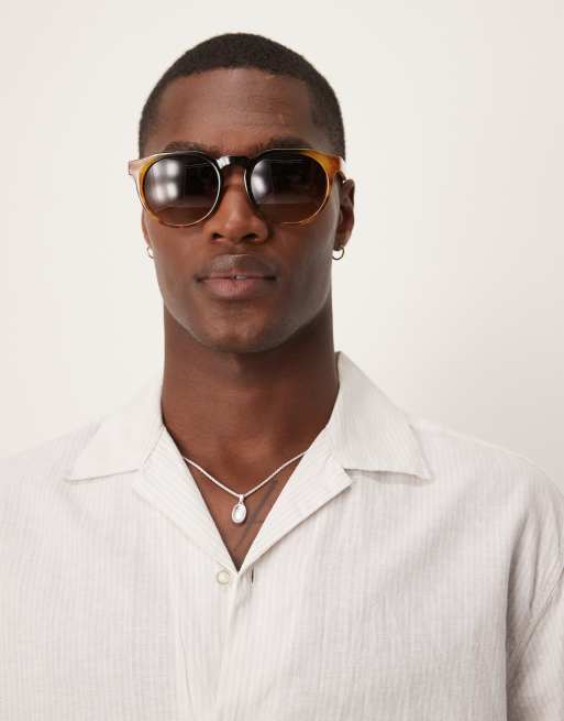 Selected Homme revere collar linen blend shirt in white stripes