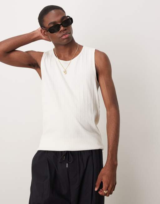 Selected Homme rib tank top in cream