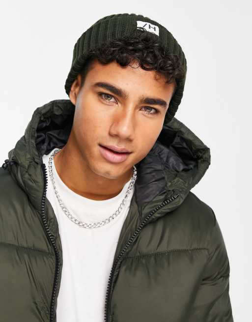 Selected Homme ribbed knit beanie in khaki