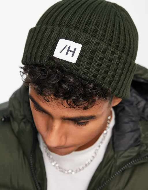 Selected Homme ribbed knit beanie in khaki