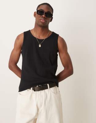ribbed tank top in black