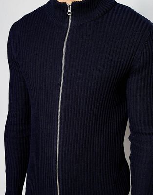 ribbed zip up sweater