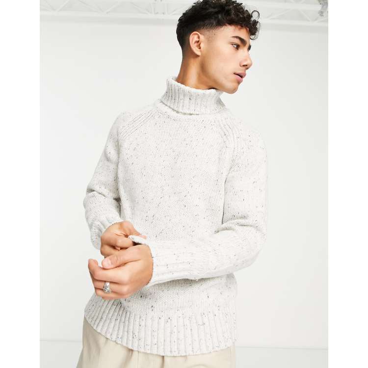 Egret White Chunky Wool Cropped O-neck Sweater