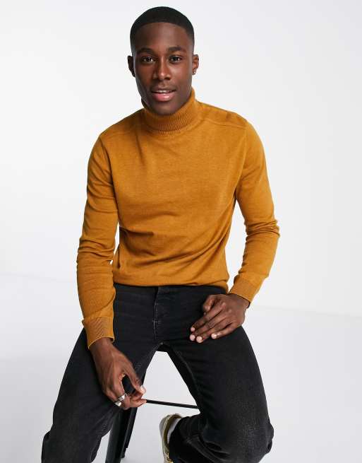 Mens mustard 2025 roll neck