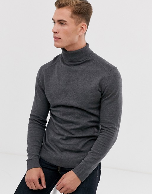 Selected Homme roll neck knit in grey